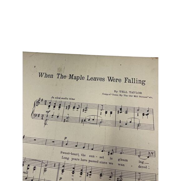 1913 When The Maple Leaves Were Falling Sheet Music Tell Taylor - Picture 3 of 7